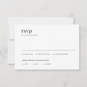 Modern Black and White Minimalist Wedding RSVP Kaartje
