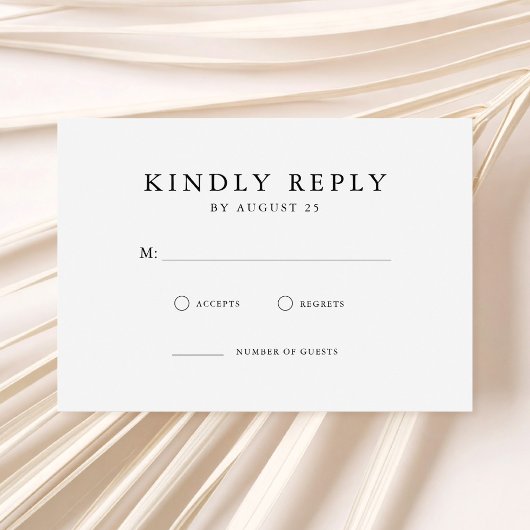 Modern Black and White Minimalist Wedding RSVP Kaartje