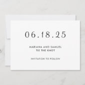 Modern Black and White Minimalist Wedding Save The Date (Voorkant)