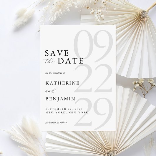 Modern Black and White Minimalist Wedding Save The Date