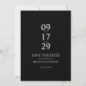 Modern Black and White Minimalist Wedding Save The Date (Voorkant)