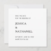Modern Black and White Minimalist Wedding Save The Date (Voorkant)