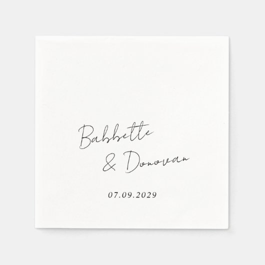 Modern Black and White Minimalist Wedding Servet (Voorkant)