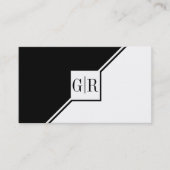 Modern black and white monogram geometric visitekaartje (Voorkant)