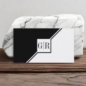 Modern black and white monogram geometric visitekaartje