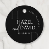 Modern Black and White Monogram Minimalist Wedding Bedankjes Labels (Voorkant)