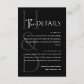 Modern Black and White Monogram Minimalist Wedding Informatiekaartje (Voorkant)