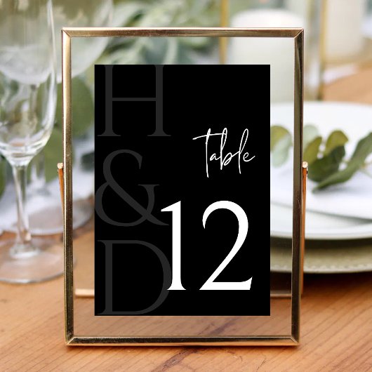 Modern Black and White Monogram Minimalist Wedding Kaart