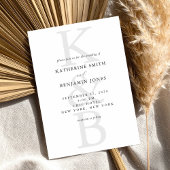 Modern Black and White Monogram Minimalist Wedding Kaart