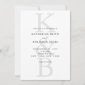 Modern Black and White Monogram Minimalist Wedding Kaart (Voorkant)