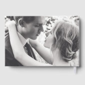 Modern Black and White Monogram Photo Weddenschap Gastenboek (Achterkant)