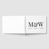 Modern Black and White Monogram Weddenschap Gastenboek (Volledig)