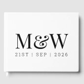 Modern Black and White Monogram Weddenschap Gastenboek (Voorkant)