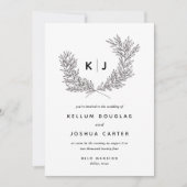 Modern Black and White Monogram Weddenschap Kaart (Voorkant)