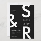 Modern Black and White Monogram Weddenschap Kaart (Voorkant)