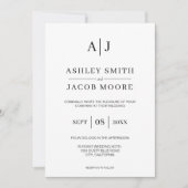 Modern Black and White Monogram Weddenschap Kaart (Voorkant)