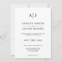 Modern Black and White Monogram Weddenschap