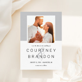 Modern Black and White Monogram Weduwfoto Save The Date