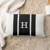 Modern Black and White Monogrammed Pillow Kussen (Deken)