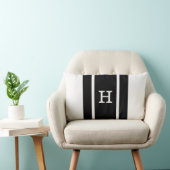 Modern Black and White Monogrammed Pillow Kussen (Stoel)
