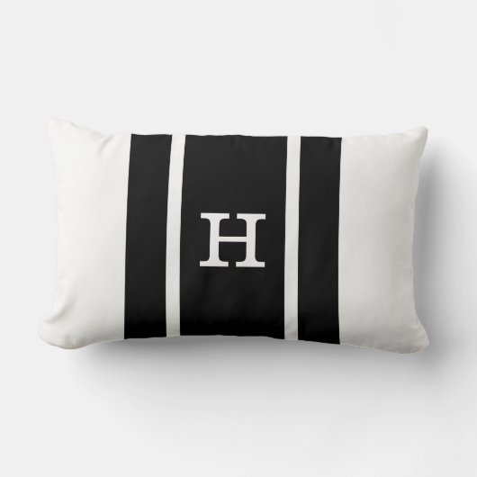 Modern Black and White Monogrammed Pillow Kussen (Voorkant)