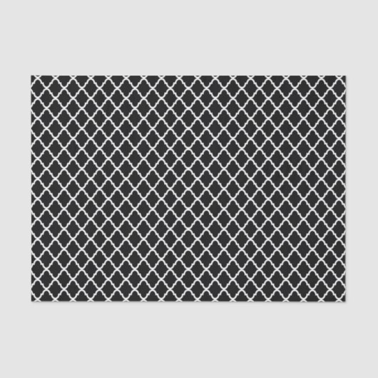 Modern Black and White Moroccan Quatrefoil Pattern Tissuepapier (Voorkant)