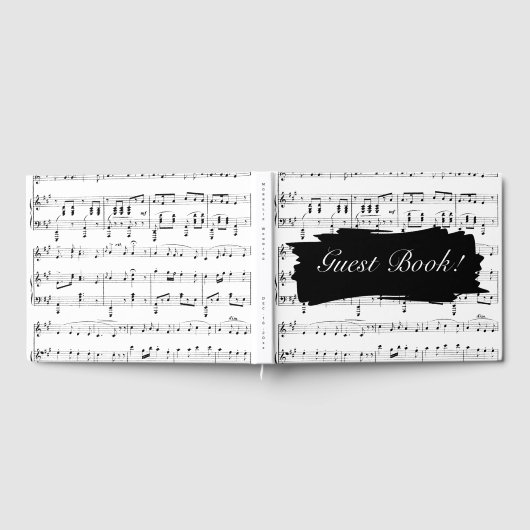 Modern Black and White Music Wedding Invitation Gastenboek (Volledig)