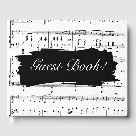 Modern Black and White Music Wedding Invitation Gastenboek