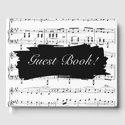 Modern Black and White Music Wedding Invitation Gastenboek (Voorkant)
