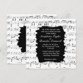 Modern Black and White Music Wedding Invitation Kaart (Voorkant / Achterkant)