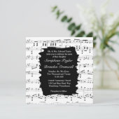 Modern Black and White Music Wedding Invitation Kaart (Staand voorkant)