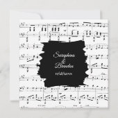 Modern Black and White Music Wedding Invitation Kaart (Achterkant)
