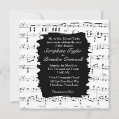 Modern Black and White Music Wedding Invitation Kaart (Voorkant)