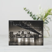 Modern Black and White New York bij nacht Bedankkaart (Staand voorkant)