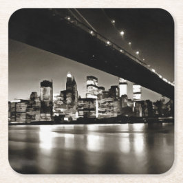 Modern Black and White New York bij nacht Kartonnen Onderzetters