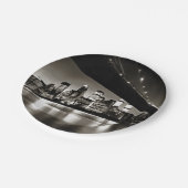 Modern Black and White New York bij nacht Papieren Bordje (Gekanteld)