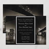 Modern Black and White New York bij nachtweddensch Kaart (Voorkant / Achterkant)