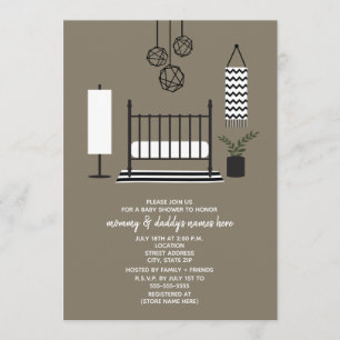 Modern Black and White Nursery Baby shower Kaart