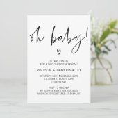 Modern Black and White Oh Baby shower Invitation Kaart (Staand voorkant)