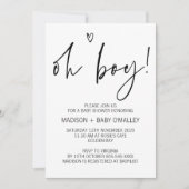 Modern Black and White Oh Boy Baby shower nodigt u Kaart (Voorkant)