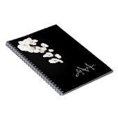 Modern Black and White Orchid Floral Monogram Notitieboek (Rechterzijde)