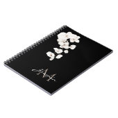 Modern Black and White Orchid Floral Monogram Notitieboek (Linkerzijde)