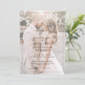 Modern Black And White Overlay Photo Wedding Kaart (Staand voorkant)