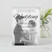 Modern Black and White Overlay Wedding Invitation Kaart (Staand voorkant)