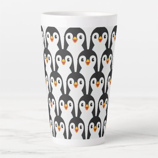 Modern Black and White Penguin Pattern Latte Mok (Voorkant)