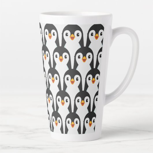 Modern Black and White Penguin Pattern Latte Mok (Rechts)