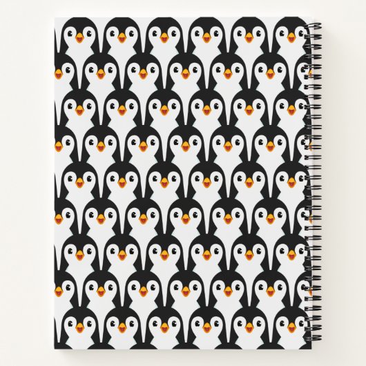 Modern Black and White Penguin Pattern Notitieboek (Achterkant)