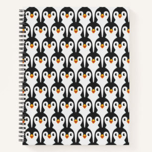 Modern Black and White Penguin Pattern Notitieboek