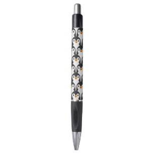 Modern Black and White Penguin Pattern Pen