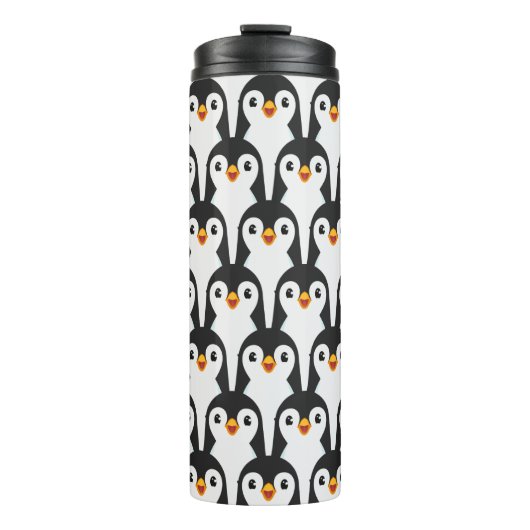 Modern Black and White Penguin Pattern Thermosbeker (Voorkant)